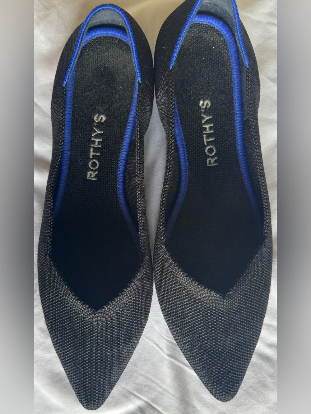 Rothy's Black Flats with Blue Trim - Picture 4 of 6
